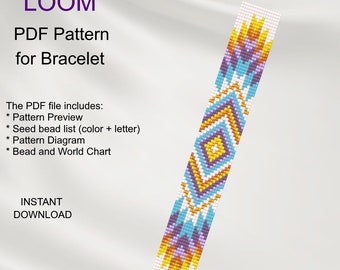 Patrón de pulsera para telar de cuentas Miyuki Delica: Inspiración étnica (Patrón en PDF) N_49