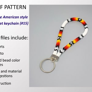 Patrón PDF: Llavero de pulsera estilo indio inspirado en los nativos americanos, llavero de cuerda de crochet con cuentas.