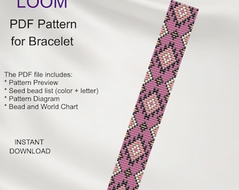 Ethnisch inspiriertes Miyuki Delica Bead LOOM Armband Muster (PDF Download) N_30
