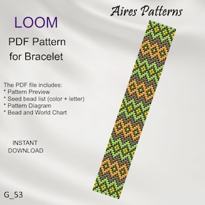 PDF Bead loom bracelet pattern, Ethnic style Miyuki Delica PDF Pattern, Beading instant download G_53
