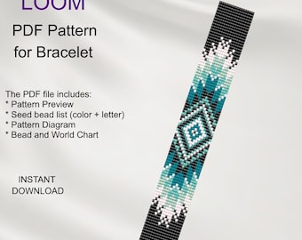 Ethnic Inspired LOOM Bracelet Pattern: Miyuki Delica Seed Beads (PDF Download) N_75