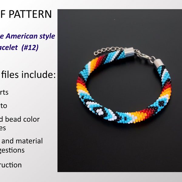PDF Pattern Native American Indian style Bracelet, Beaded Crochet Rope Bracelet