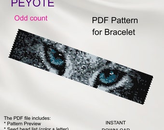Modèle PDF Peyotl yeux de chat pour bracelet, nombre impair, motif animalier téléchargement immédiat de perles PA_2