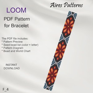 PDF Bead loom bracelet Flower pattern, Miyuki Delica PDF Pattern, Beading instant download F_4