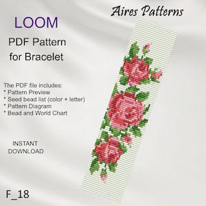 PDF ローズビーズルームフローラルブレスレットパターン、フラワーミユキデリカ PDF パターン、ビーズの即時ダウンロード F_18