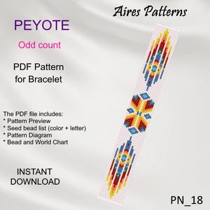 Peyote Native inspired, PDF pattern for bracelet, Odd Count,  Beading instant download PN_18