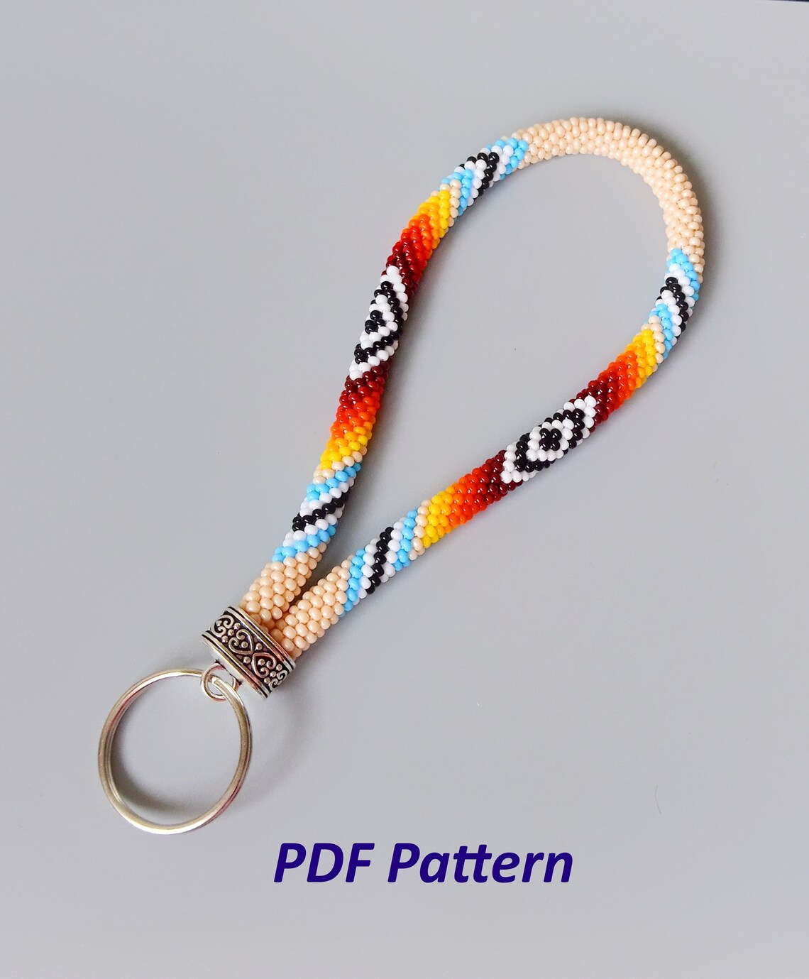 Wrist Keychain Pattern Beaded CROCHET Wristlet Keychain Pattern: Native American Style (PDF ...