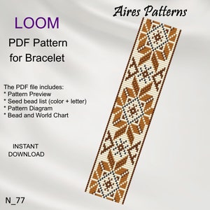 PDF Ethnic inspired Bead loom bracelet pattern Miyuki Delica PDF Pattern, Beading instant download N_77