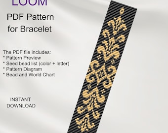 Mönster till armband med blommönsterpärlor: Miyuki Delica PDF (nedladdning direkt) F_20