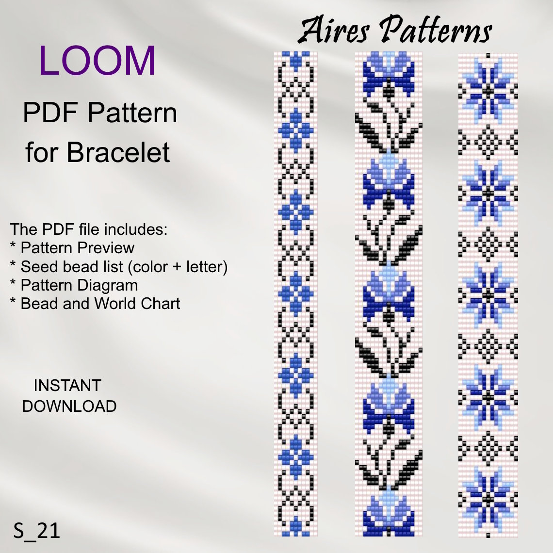 Set of 3, DIY PDF Ethnic style Bead loom bracelet patterns, Miyuki Delica PDF Pattern, Beading instant download S_21