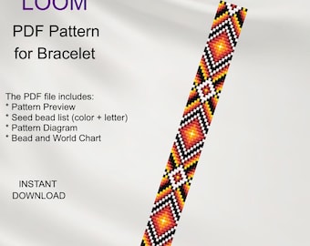 Miyuki Delica Bead LOOM-armbandpatroon: etnisch geïnspireerd (pdf-patroon) N_27
