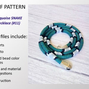CROCHET PDF Pattern Turquoise Snake Necklace, Bead crochet Pattern Beadwork Necklace, Snake design DIY pattern #11