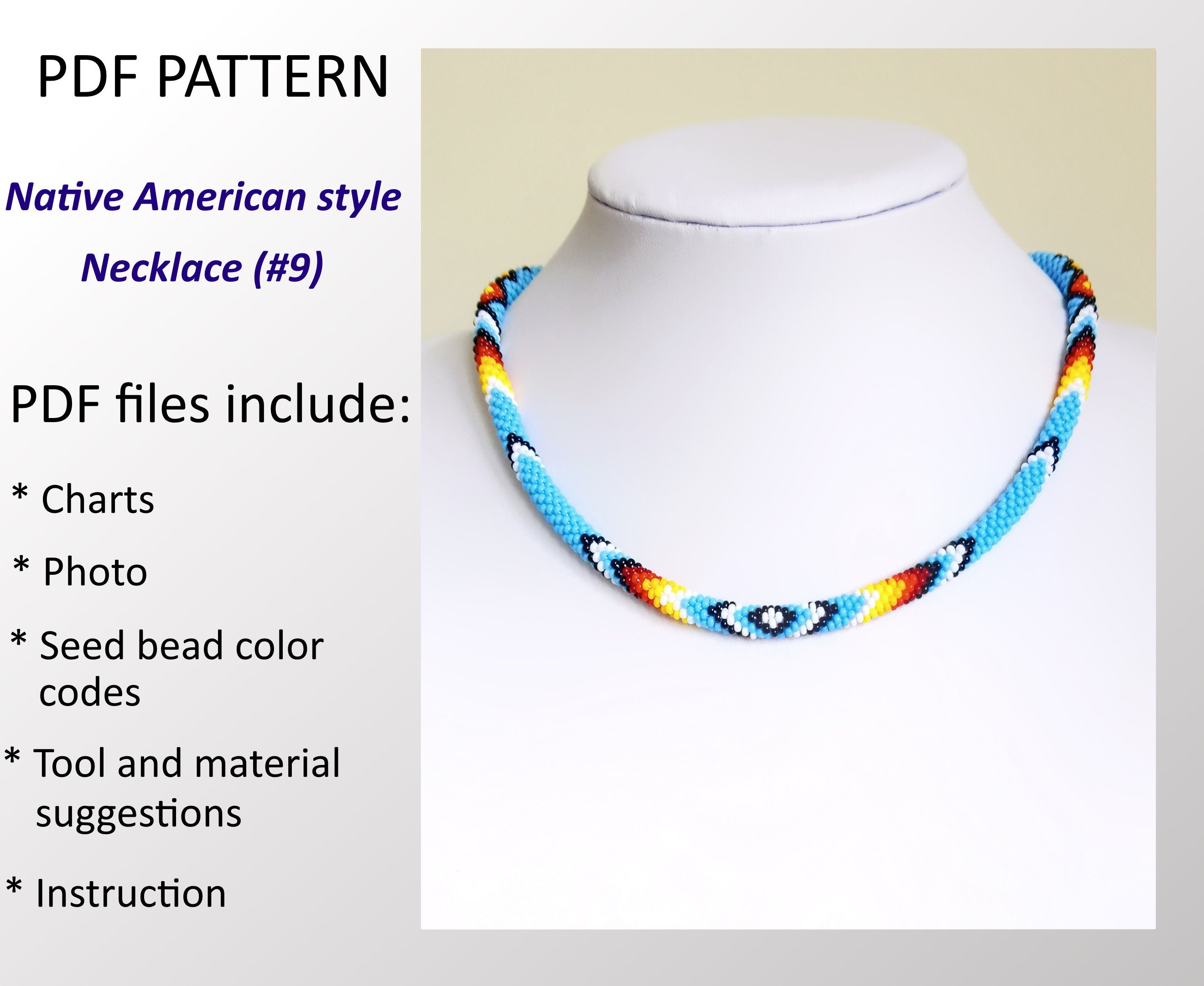 35 Beaded Crochet Patterns to Add Sparkle, Texture, and Giftable Charm 31 Beaded Crochet Necklace Pattern: Native American Style #9