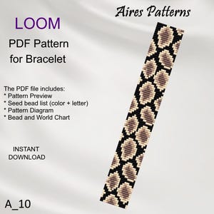 Motif de perles à tisser en peau de serpent, bracelet Miyuki Delica à imprimé animal, motif animalier PDF, téléchargement immédiat de perles A_10