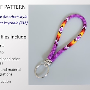 Patrón PDF inspirado en los nativos americanos, llavero de pulsera de estilo indio, llavero de cuerda de crochet con cuentas DIY
