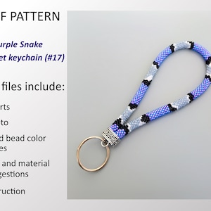 Patrón PDF Llavero de crochet con cuentas de serpiente morada, Manualidades DIY, Patrones de serpiente DIY