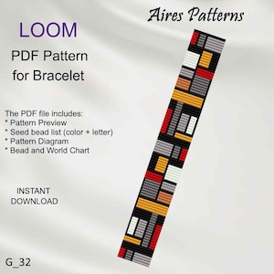 PDF ビーズルームブレスレットパターン、幾何学模様、ミユキデリカ PDF パターン、ビーズの即時ダウンロード G_32