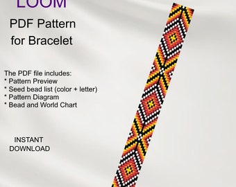 Patrón de pulsera para telar de cuentas: Inspiración étnica Miyuki Delica (Patrón en PDF) N_4