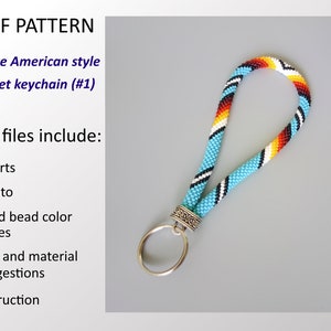 Patrón PDF: Llavero de pulsera estilo indio inspirado en los nativos americanos, llavero de cuerda de crochet con cuentas.