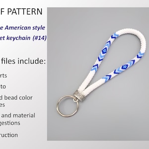 Patrón PDF: Llavero de pulsera estilo indio inspirado en los nativos americanos, llavero de cuerda de crochet con cuentas.
