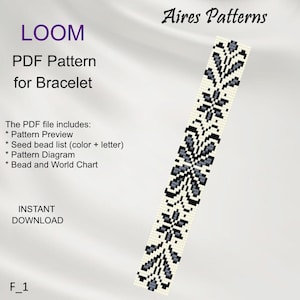 PDF Bead loom bracelet Flower pattern, Miyuki Delica PDF Pattern, Beading instant download F_1