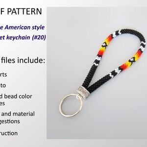 Patrón PDF Llavero de pulsera de estilo indio inspirado en los nativos americanos, llavero de cuerda de crochet con cuentas