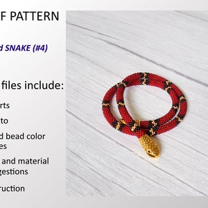 CROCHET PDF Pattern Snake Necklace, Bead crochet Pattern Beadwork Necklace, Snake design DIY pattern #4