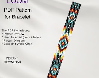 Patrón para telar de pulsera de cuentas de inspiración étnica (descarga en PDF) N_13