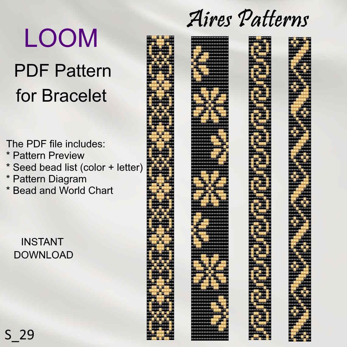 Set of 4, PDF Geometric Bead Loom Bracelet Patterns, Miyuki Set of 4, PDF Geometric Bead Loom Bracelet Patterns, Miyuki