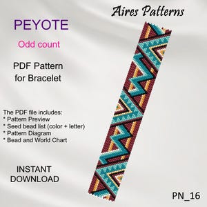 PEYOTE  Native American inspired PDF pattern for bracelet, Odd Count,  Beading instant download PN_16