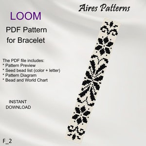 PDF Bead loom bracelet Flower pattern, Miyuki Delica PDF Pattern, Beading instant download F_2