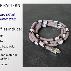 CROCHET PDF Pattern Frosted Beige Snake Necklace, Bead crochet Pattern Beadwork Necklace, Snake design DIY pattern #13