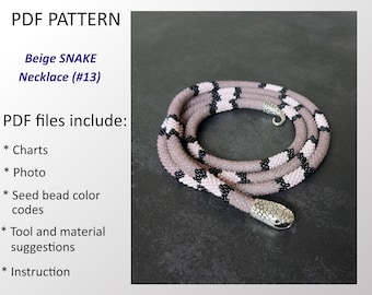 Matbeige kraal GEHAAKTE slangenketting (pdf-patroon) #13