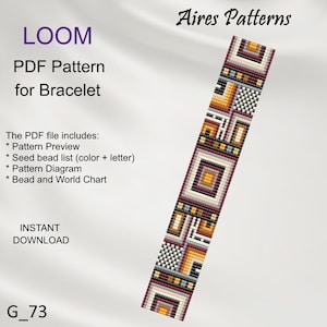 PDF ビーズルームブレスレット幾何学模様、ミユキデリカ PDF パターン、ビーズの即時ダウンロード G_73