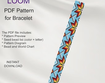 Patrón de pulsera para telar de cuentas: Inspiración étnica (Descarga en PDF) N_22