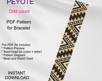 PEYOTE  Geometric PDF pattern for bracelet, Odd Count, Beading instant download PG_6