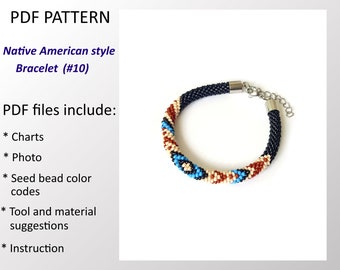 Beaded CROCHET Bracelet PDF Pattern: Native American Style #10