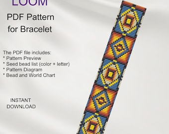 Miyuki Delica Bead LOOM-armbandpatroon: geometrisch ontwerp (pdf-patroon) G_59