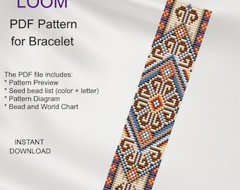 Geometric Bead LOOM Bracelet Pattern: Miyuki Delica PDF Instant Download G_144