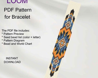 Ethnic Inspired LOOM Bracelet Pattern: Miyuki Delica Seed Beads (PDF Pattern) N_69