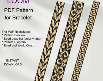 Miyuki Delica Bead Loom Bracelet Patterns: Set of 3 (PDF Pattern) S_20