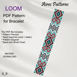 PDF Bead loom bracelet pattern, Ethnic style Miyuki Delica PDF Pattern, Beading instant download G_9