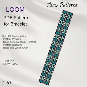 PDF ビーズ ルーム ブレスレット 幾何学模様、ミユキ デリカ PDF パターン、ビーズの即時ダウンロード G_83