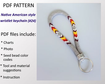 Beaded CROCHET Wristlet Keychain Pattern: Native American Style (PDF Pattern) #24