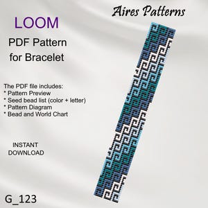 PDF 幾何学ビーズ織機ブレスレットパターン、ミユキデリカ PDF パターン、ビーズの即時ダウンロード G_123