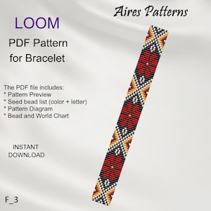 PDF Bead loom bracelet Flower pattern, Miyuki Delica PDF Pattern, Beading instant download F_3