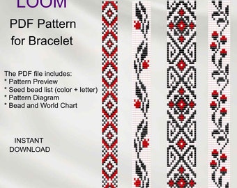 Bead Loom Bracelet Pattern: Ethnic Miyuki Delica, Set of 4 (PDF Pattern) S_23