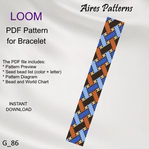 PDF Bead loom bracelet Geometric pattern, Miyuki Delica PDF Pattern, Beading instant download G_86
