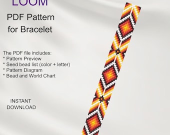 Ethnic Inspired Bracelet Pattern: Miyuki Delica LOOM (PDF Download) N_4 White