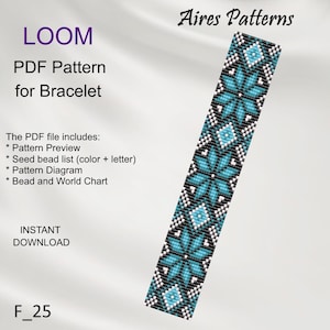 PDF Bead loom  Floral bracelet pattern, Flower Miyuki Delica PDF Pattern, Beading instant download F_25